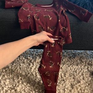 Janie and Jack moose with scarf two piece pajamas set